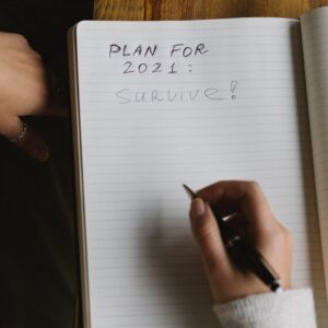 writing in a notebook plan for 2021 survive